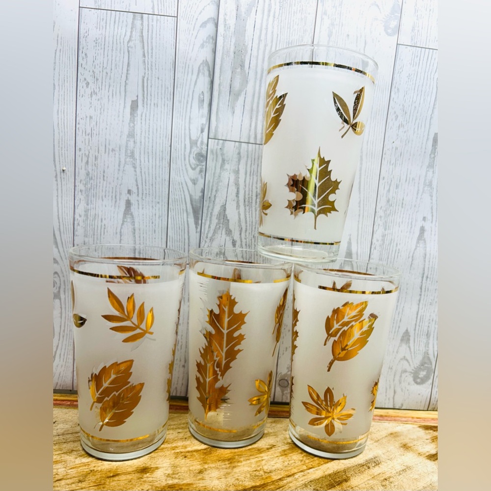 Vintage Libbey Hollywood Regency
Golden Foliage Tumblers set of 4